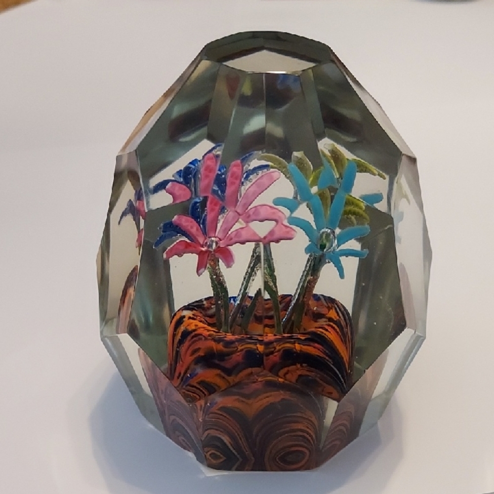 Antique Bohemian Glass Crystal Paperweight